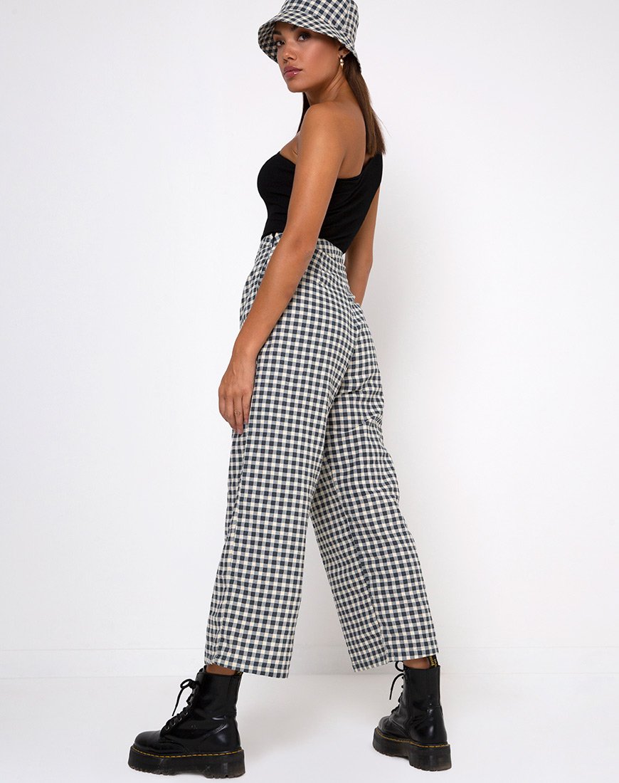 Image de Gamila Culotte Trouser in Gingham Cream