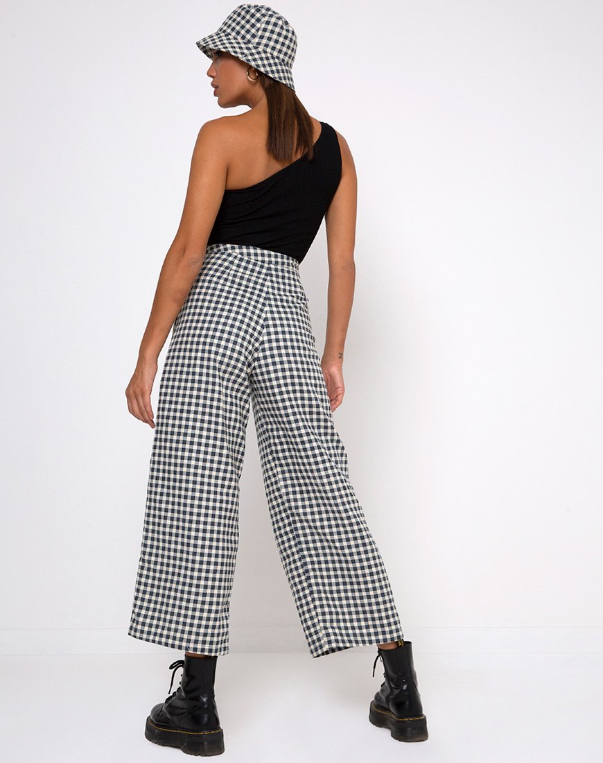 Pantalon Culotte Gamila, vichy crème