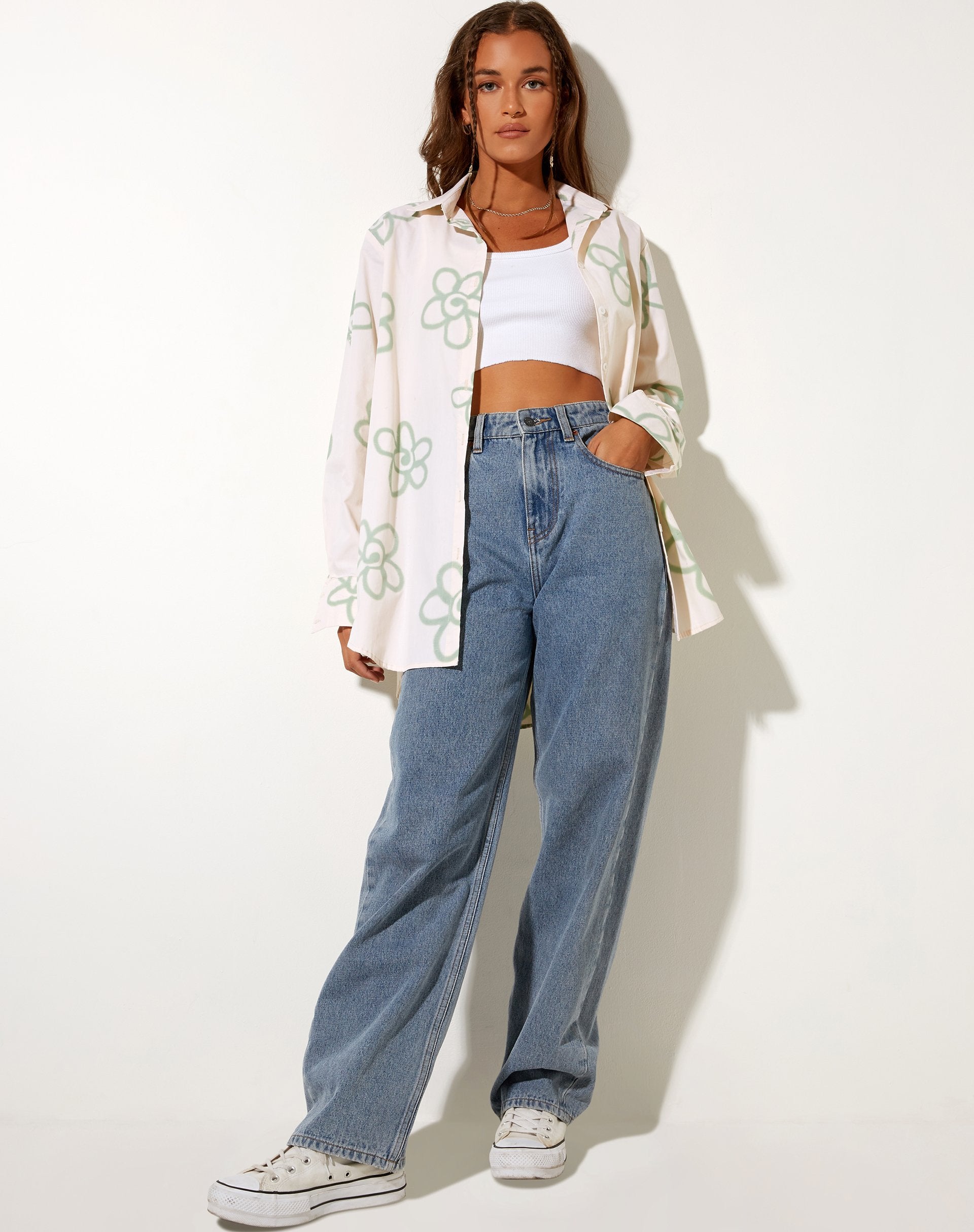Image de Gana Shirt in White Graffiti Flower