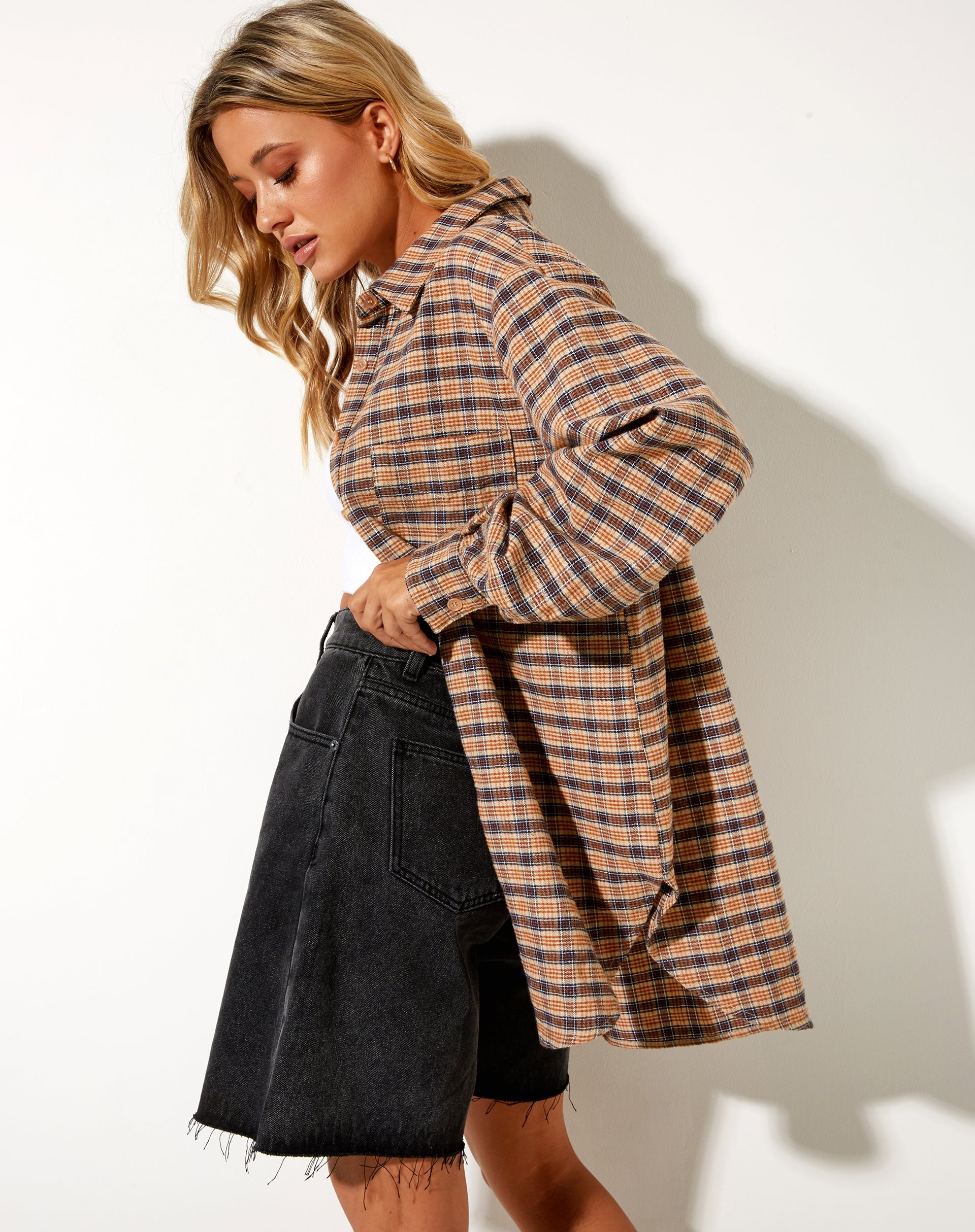 Image de Gane Shirt in Check Brown Tan