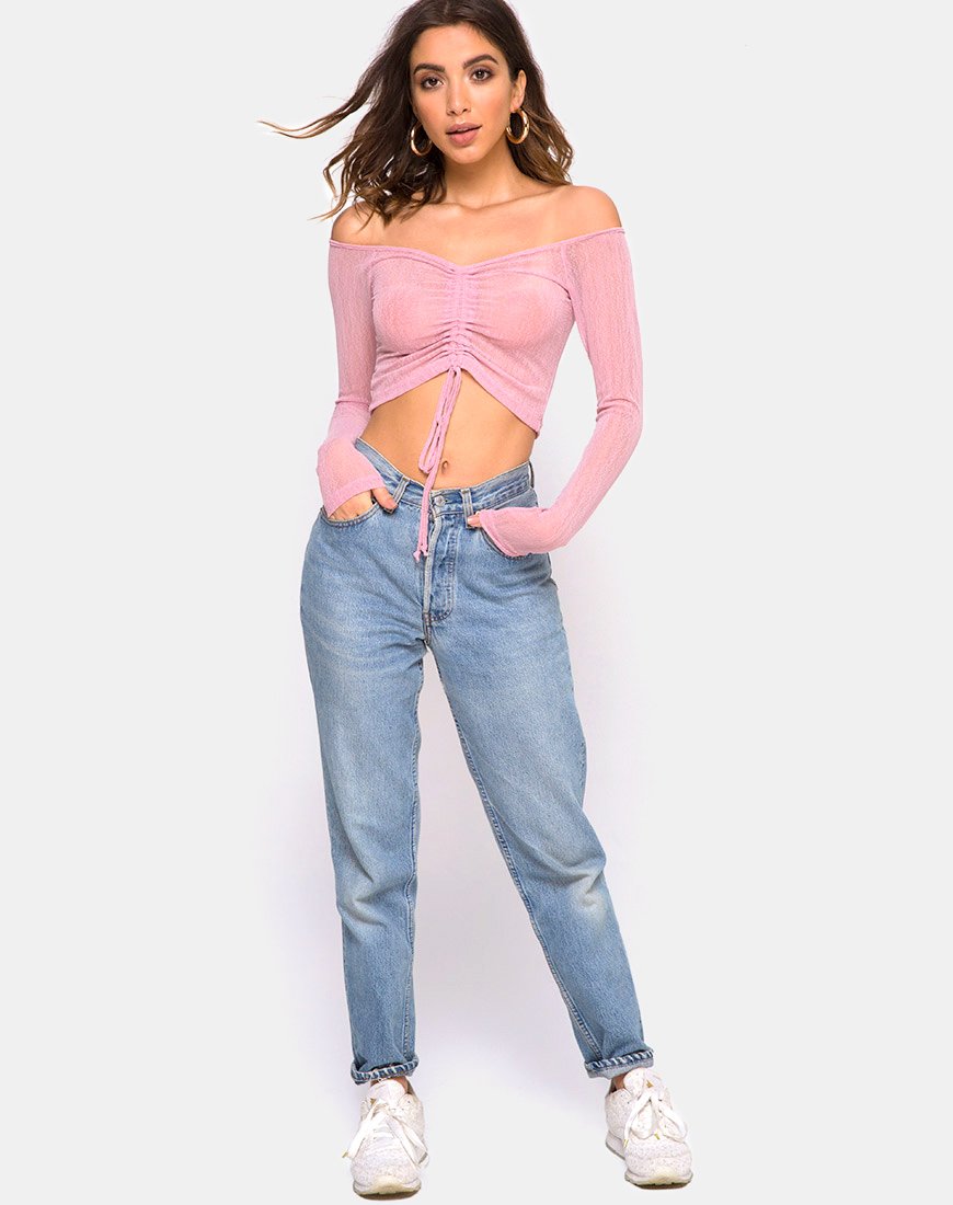 Image de Ganida Crop Top in Sheer Knit Blush
