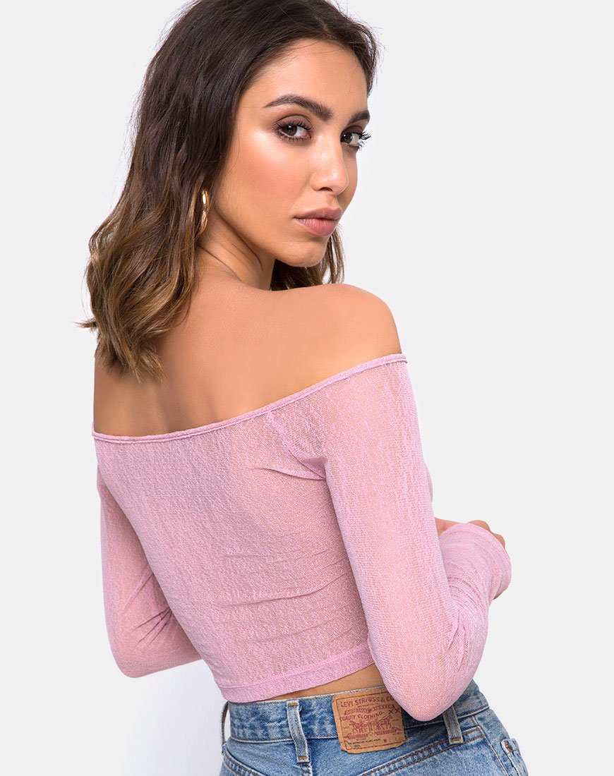Image de Ganida Crop Top in Sheer Knit Blush
