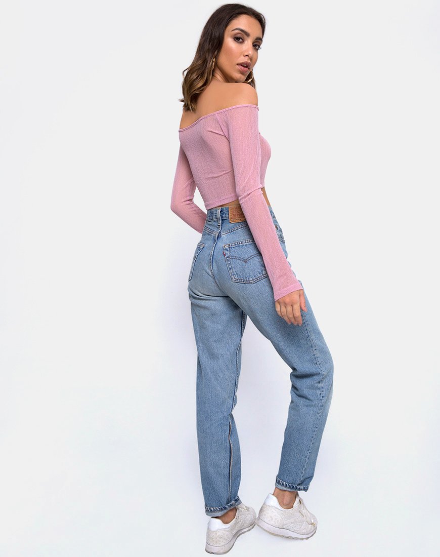 Image de Ganida Crop Top in Sheer Knit Blush