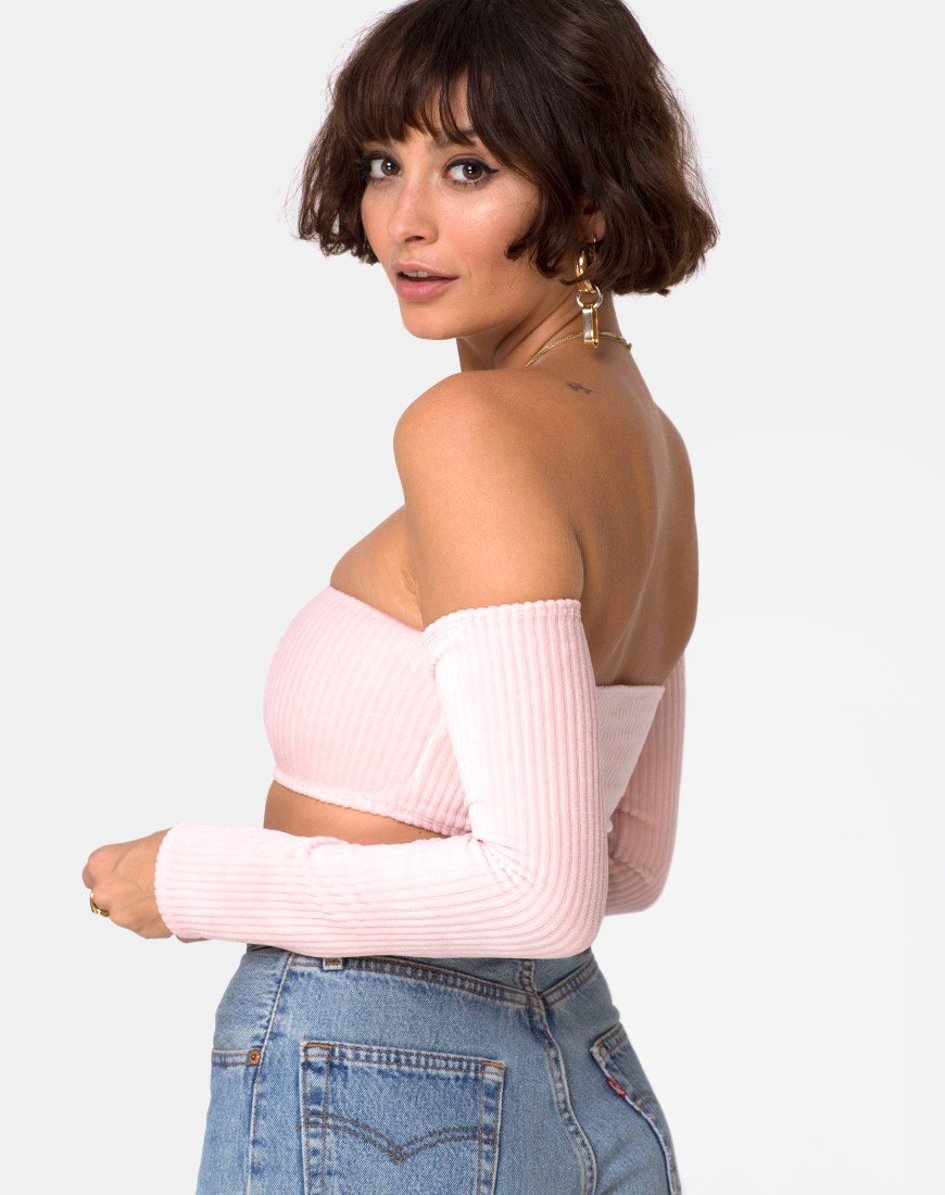 Image de Ganis Long Sleeve Crop Top in Fluffy Knit Candy