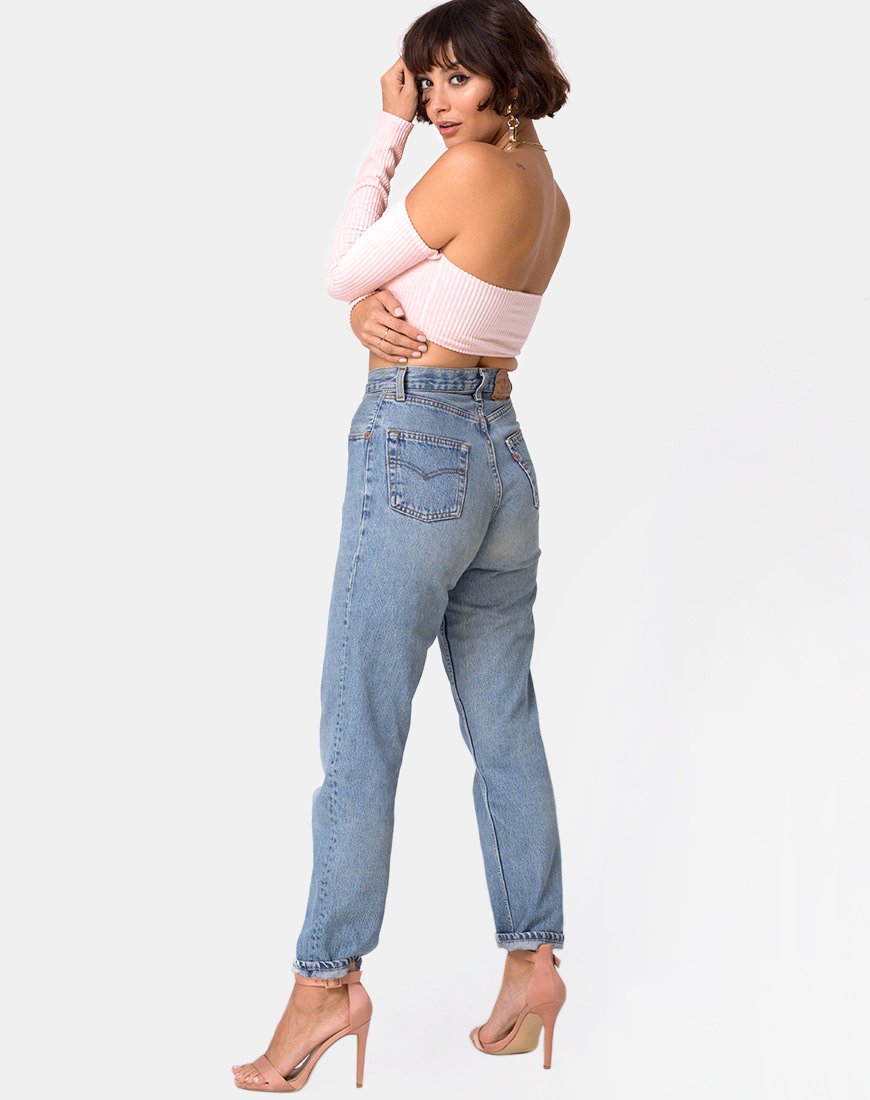 Image de Ganis Long Sleeve Crop Top in Fluffy Knit Candy