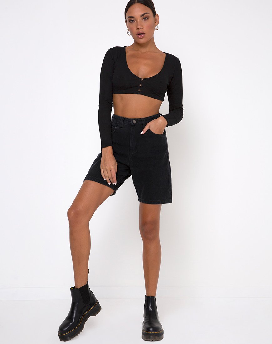 Image de Gato Crop Top in Rib Black