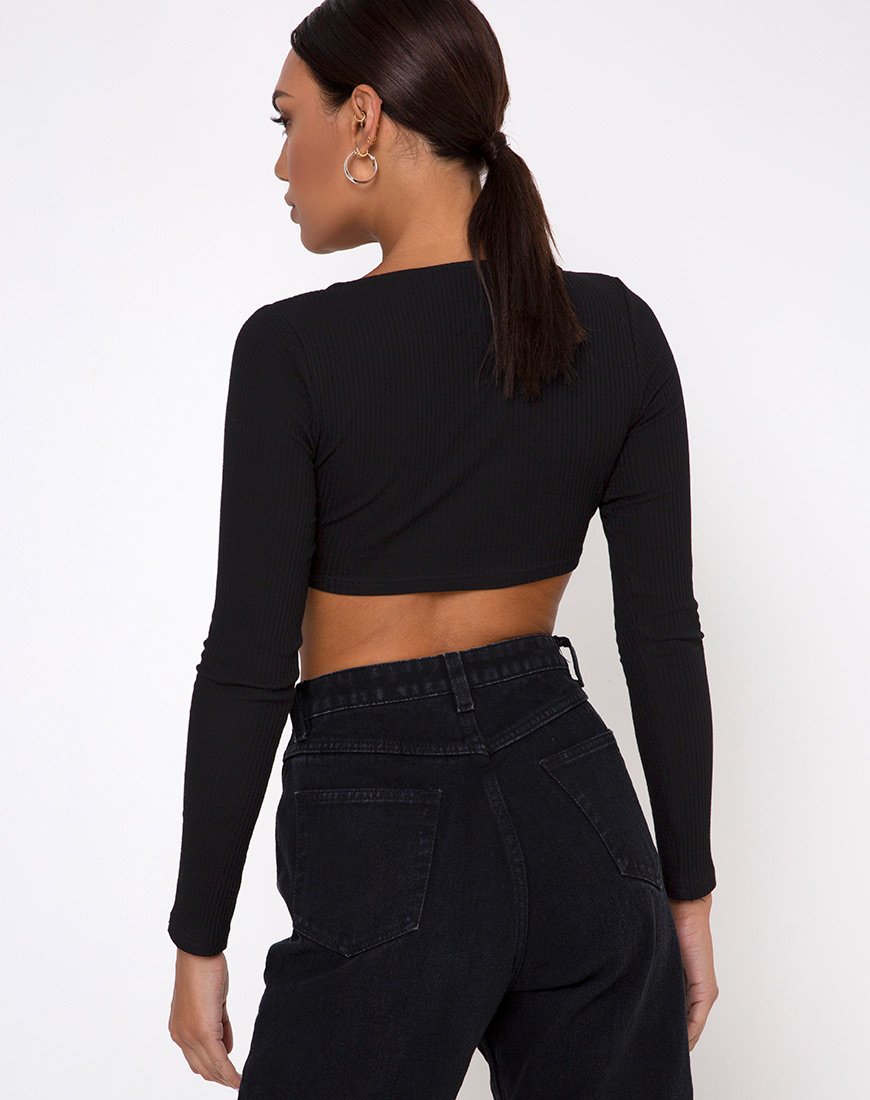 Image de Gato Crop Top in Rib Black