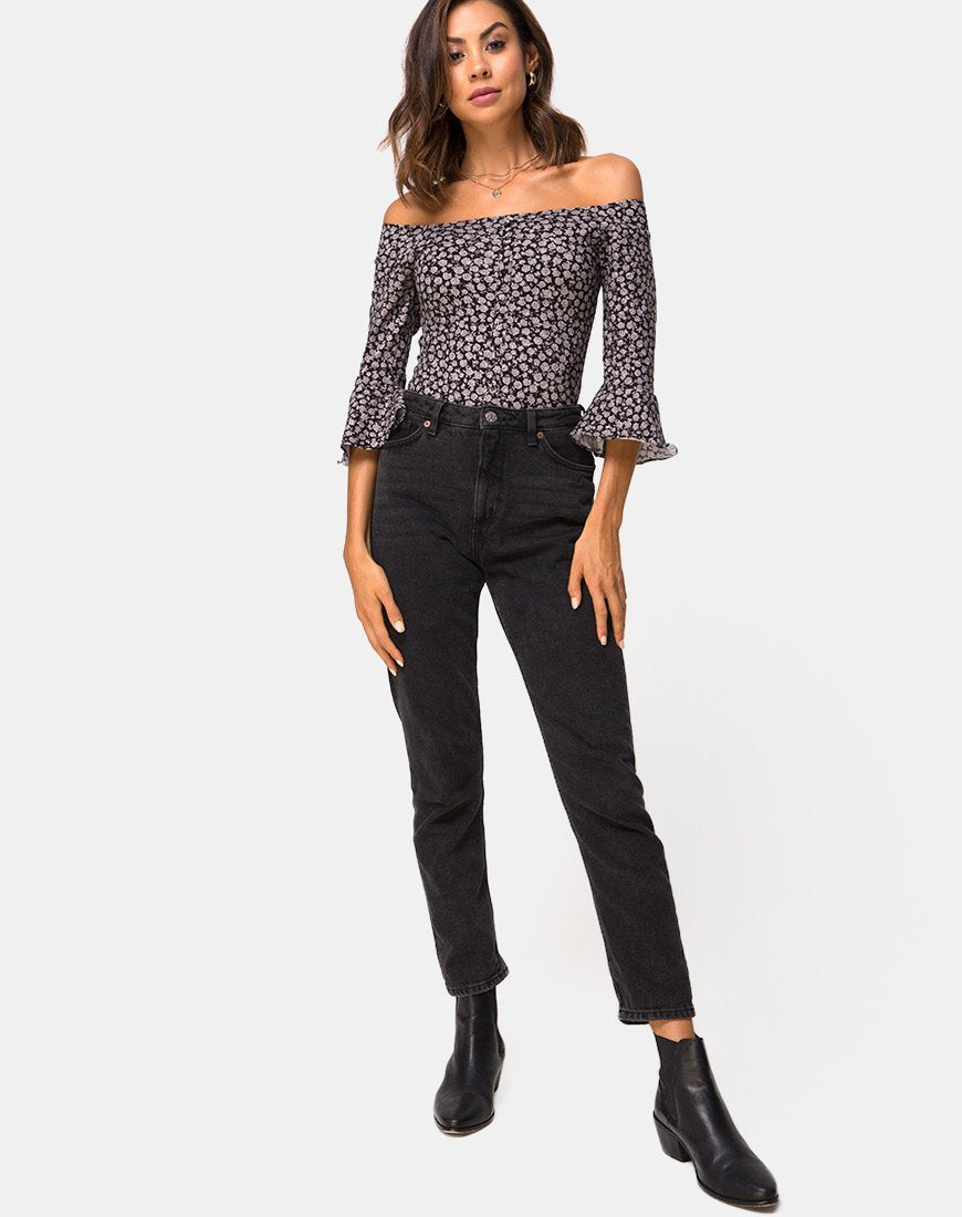 Image de Gaton Bardot Bodice in Ditsy Rose Black