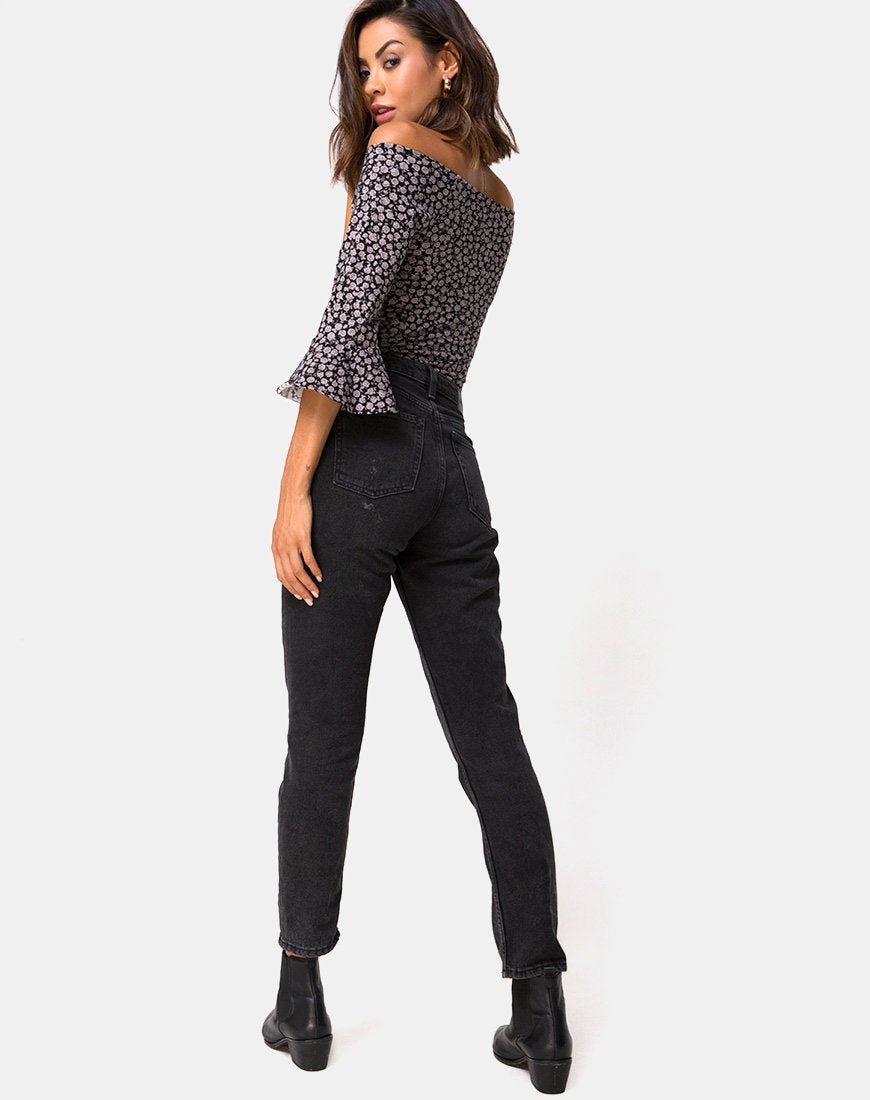 Image de Gaton Bardot Bodice in Ditsy Rose Black