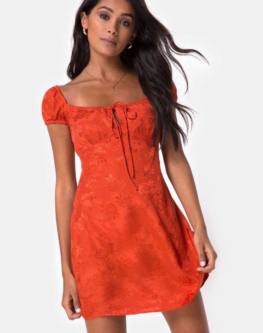 Image de la mini robe Gaval en satin rose rouille