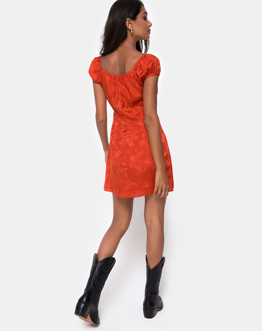 Image de la mini robe Gaval en satin rose rouille