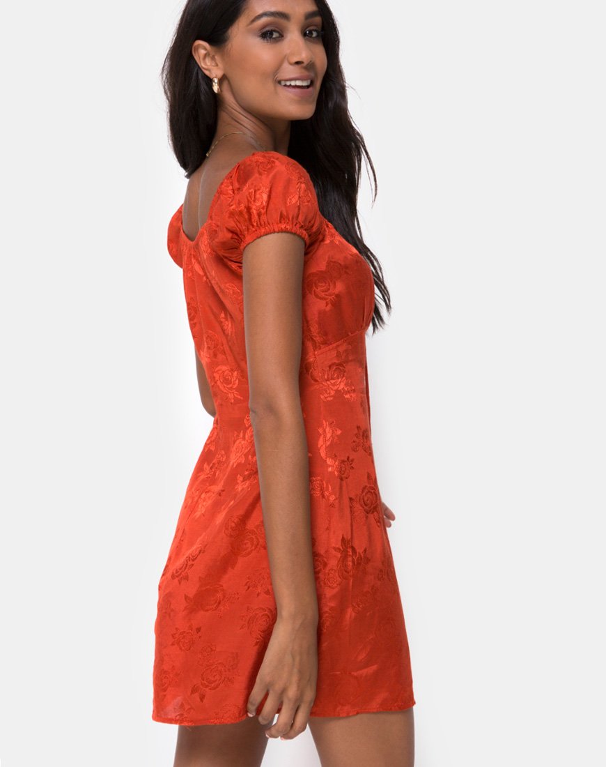 Image de la mini robe Gaval en satin rose rouille