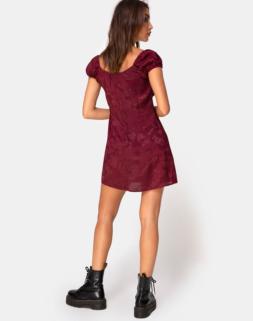 Image de la mini robe Gaval en satin Rose Burgundy