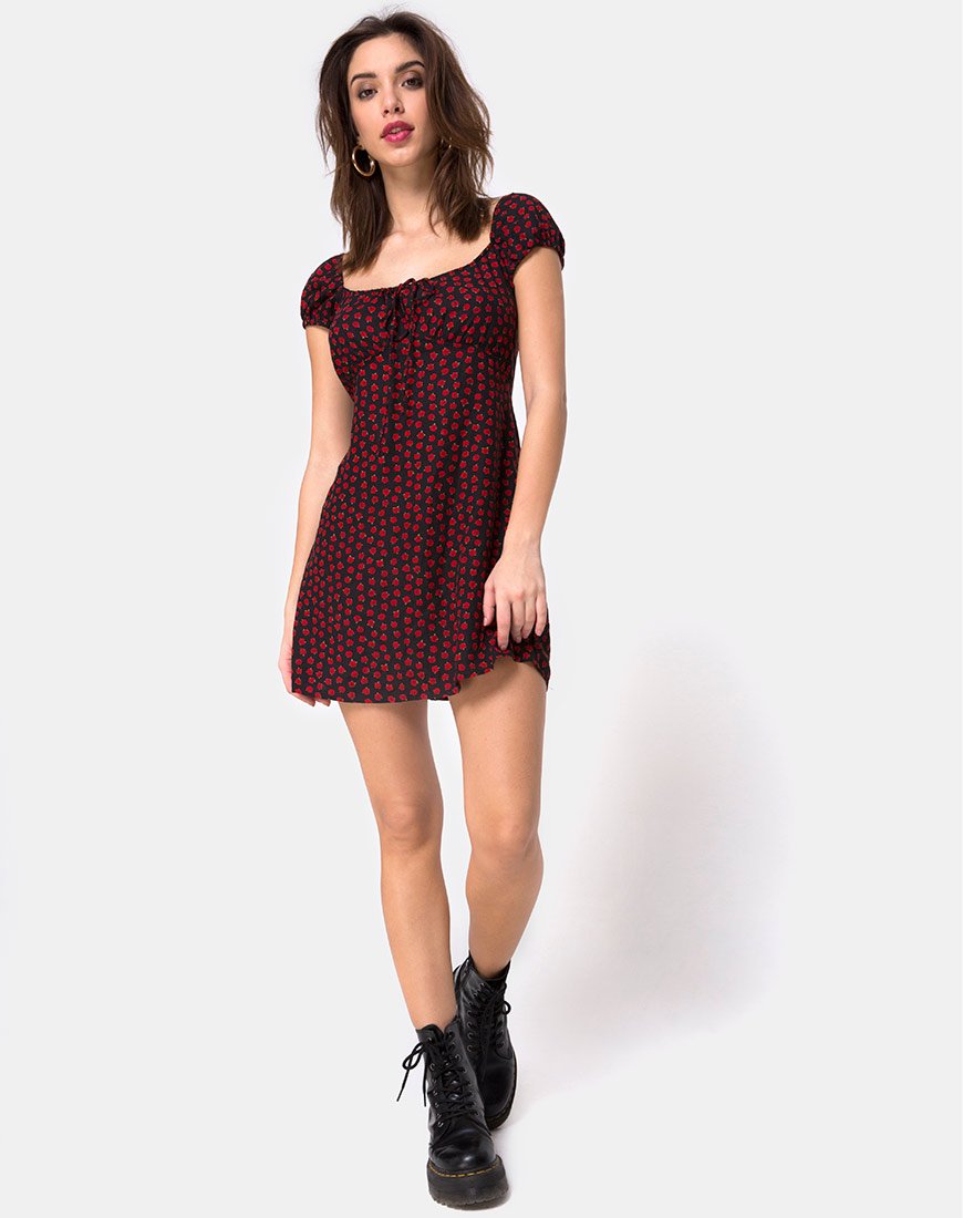 Image de Gaval Mini Dress in Dotty Rose Black