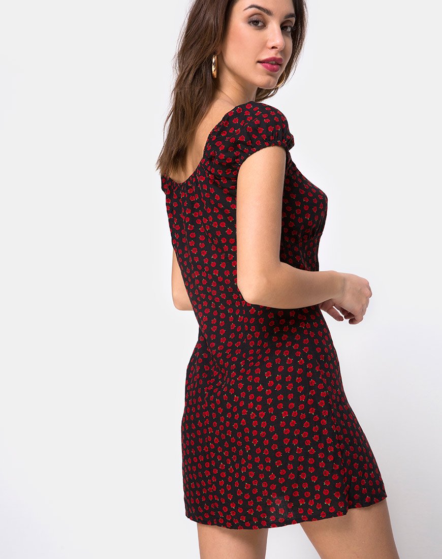 Image de Gaval Mini Dress in Dotty Rose Black