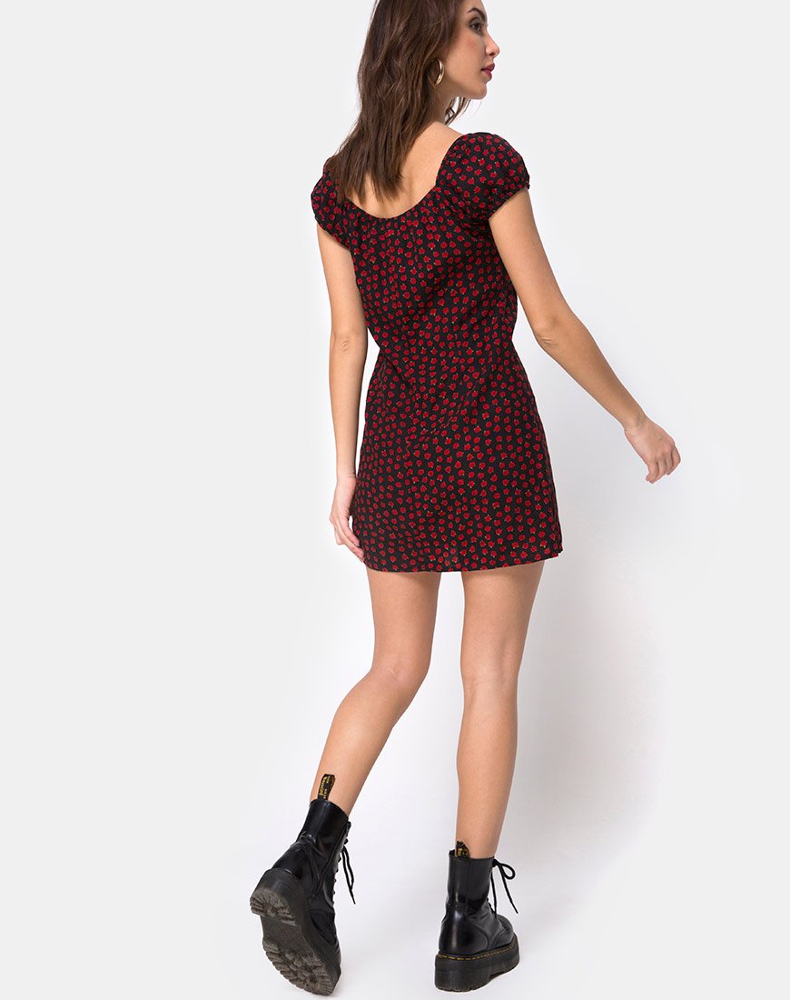 Image de Gaval Mini Dress in Dotty Rose Black