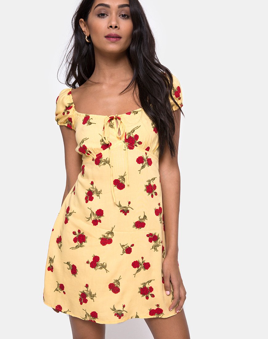 Mini robe Gaval, Falling Rose Yellow