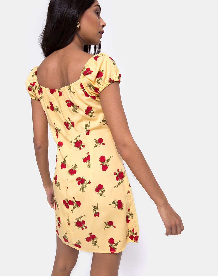 Image de Gaval Mini Dress in Falling Rose Yellow