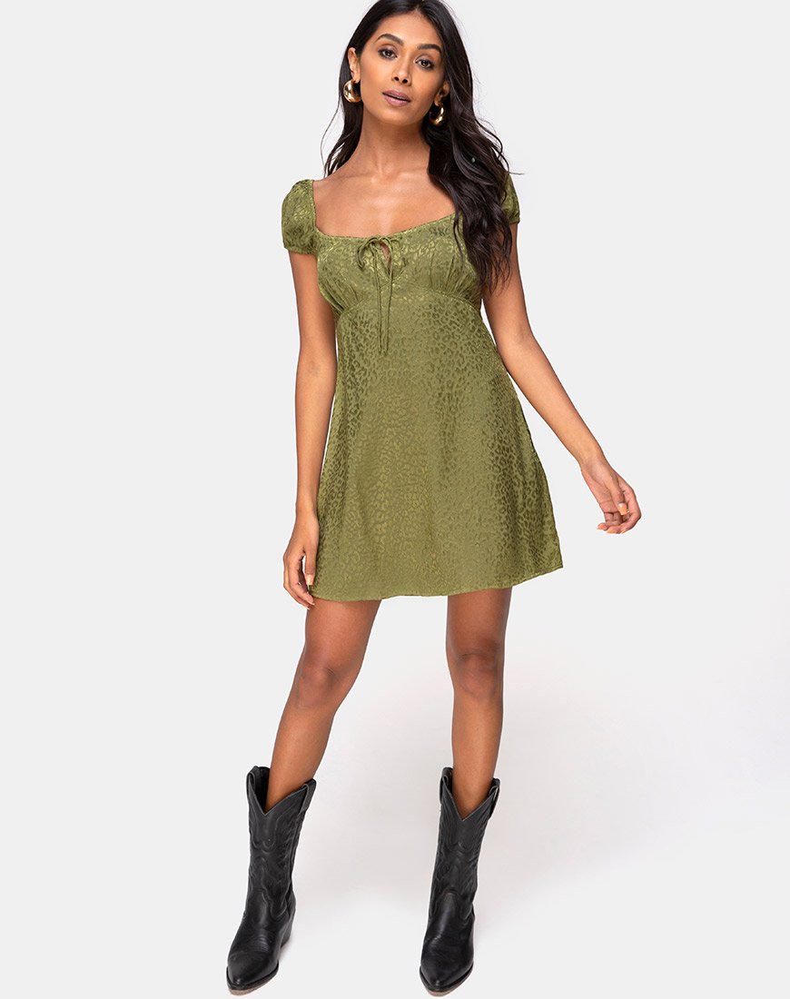 Image de Gaval Mini Robe en Satin Cheetah Khaki