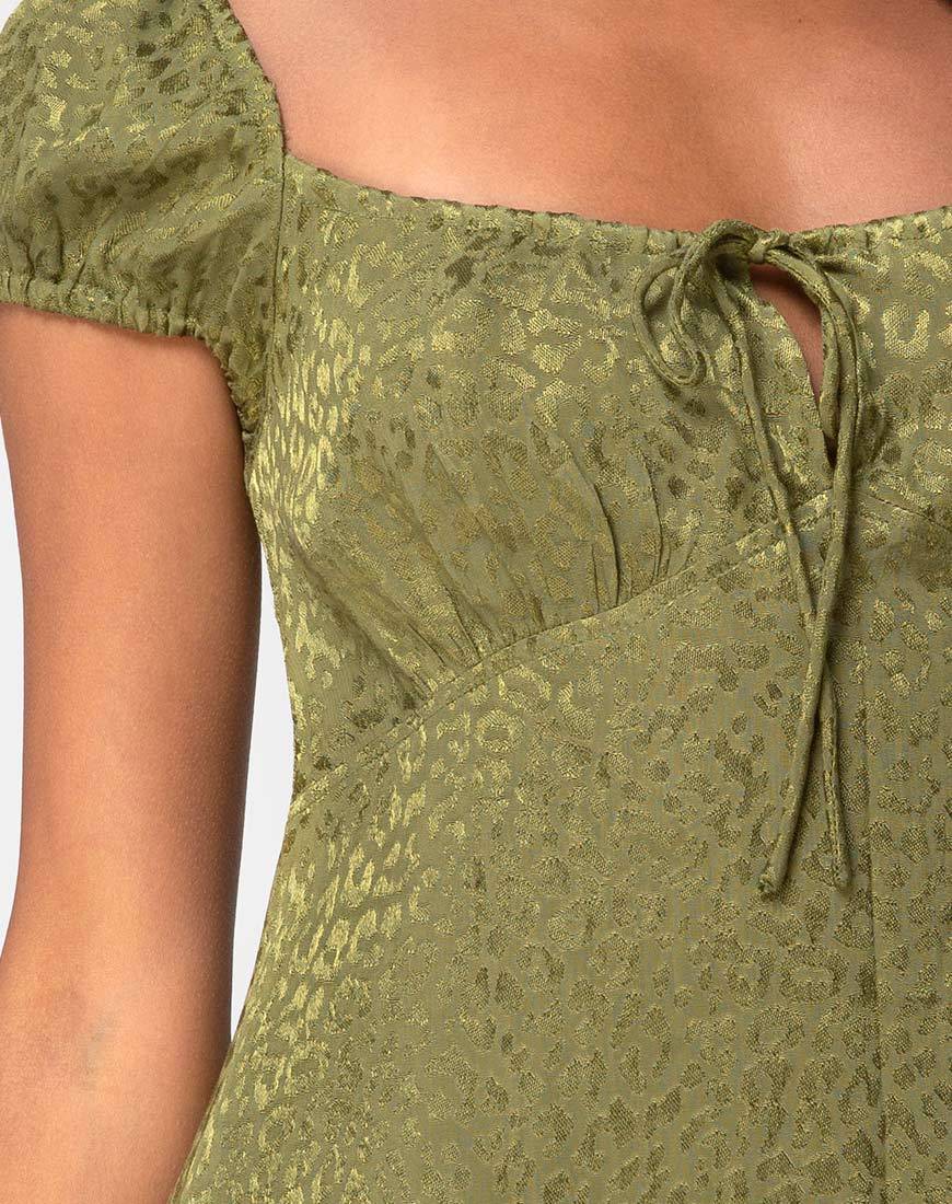 Image de Gaval Mini Robe en Satin Cheetah Khaki