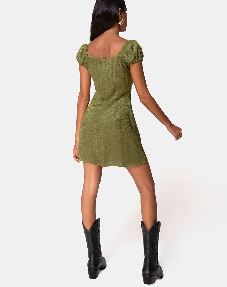 Image de Gaval Mini Robe en Satin Cheetah Khaki