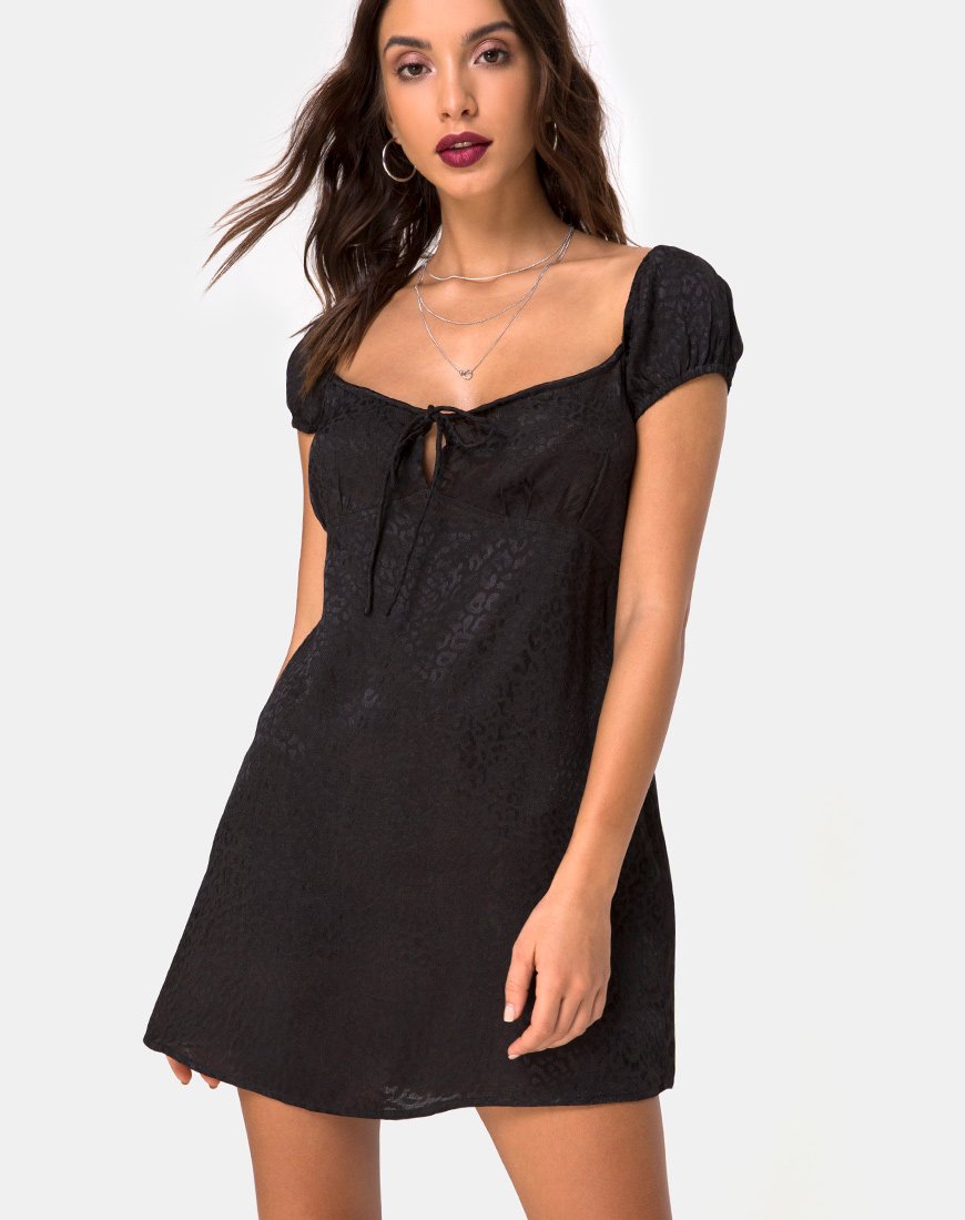 Mini robe Gaval en satin Cheetah Black