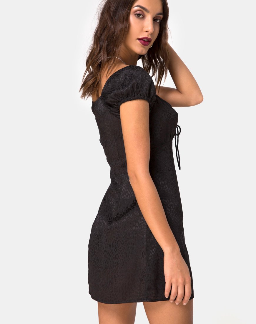 Mini robe Gaval en satin Cheetah Black