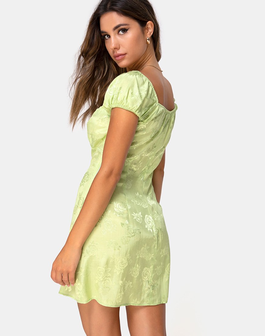 Image de Gaval Mini Dress In Satin Rose Lime