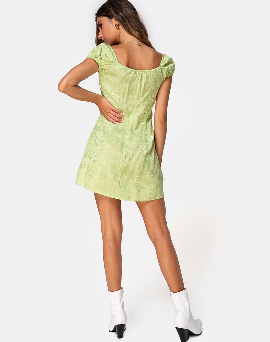 Image de Gaval Mini Dress In Satin Rose Lime