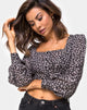 Image de Gazalo Cropped Top in Ditsy Rose Black