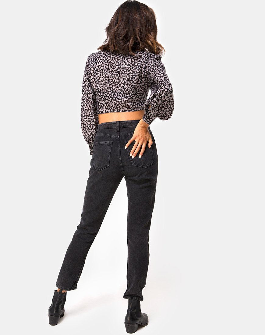 Image de Gazalo Cropped Top in Ditsy Rose Black