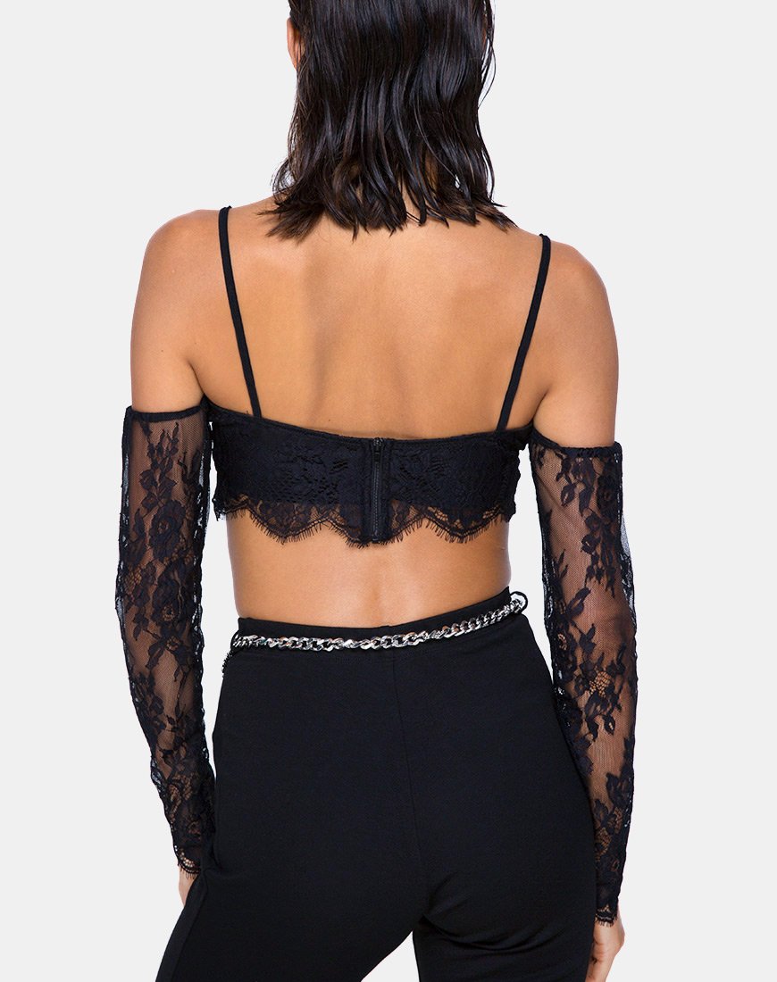 Top bralette Geazy en dentelle noir