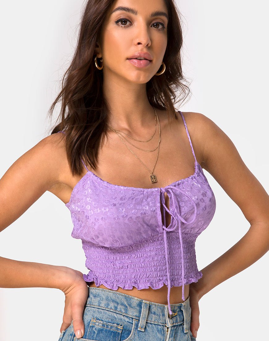 Image de Gemala Cami Top in Satin Ditsy Rose Lavender