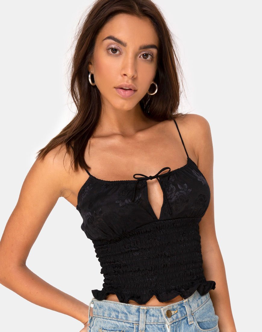Top Gemala en satin rose noir