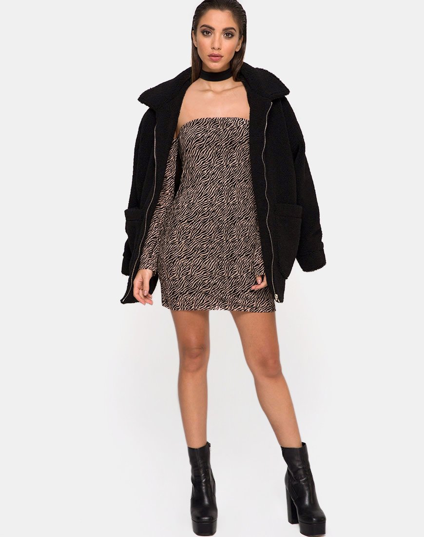Image of Geneva Bodycon Dress in Tiger Net Tan