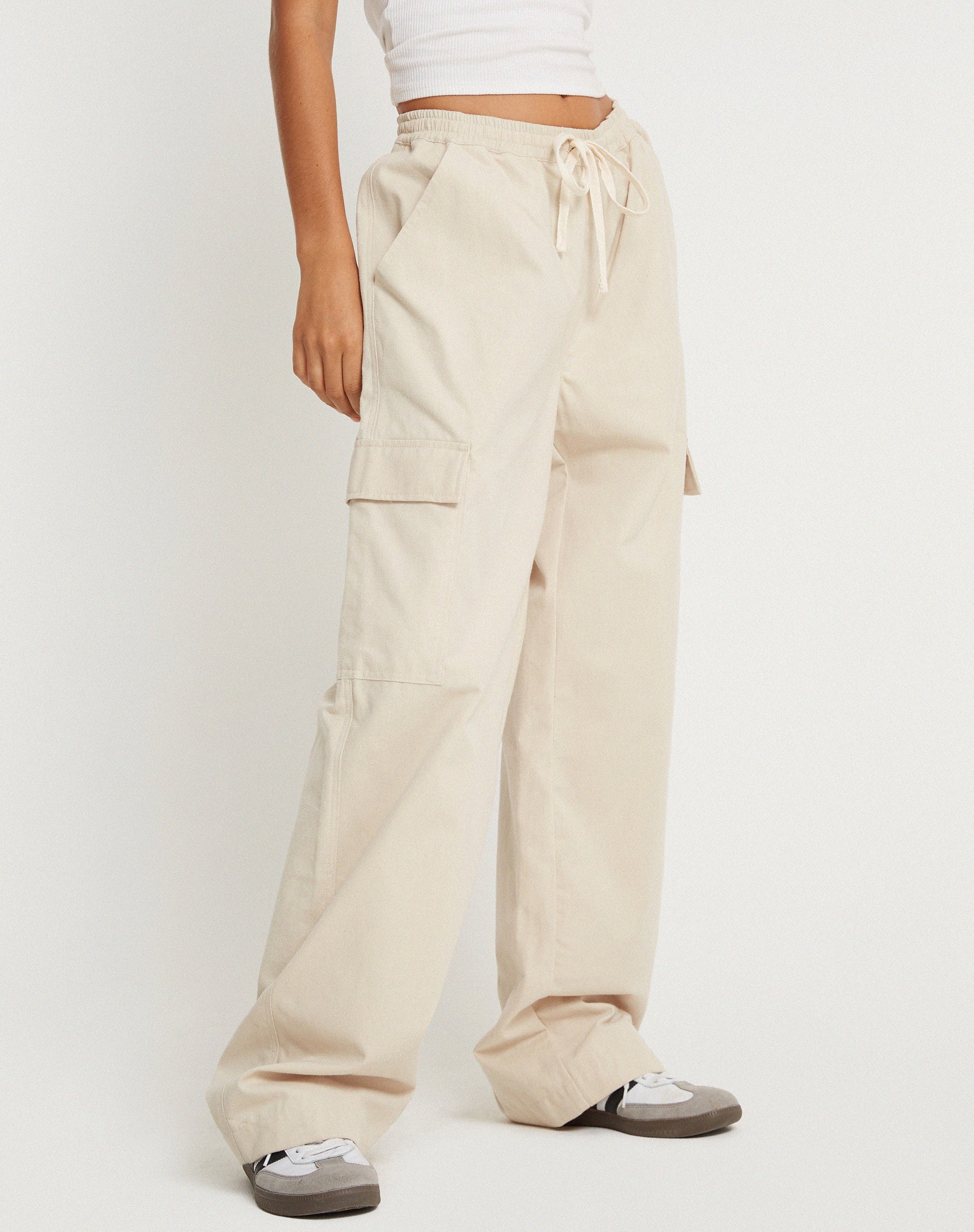 Image de Geona Pantalon cargo à jambes larges en écru