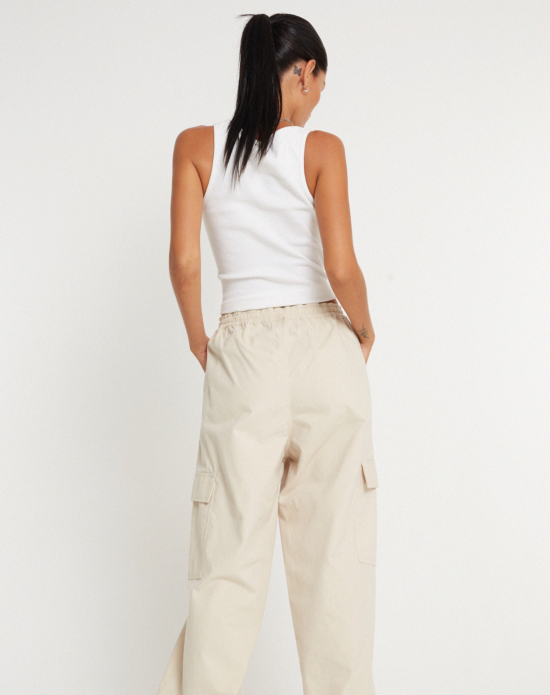 Image de Geona Pantalon cargo à jambes larges en écru