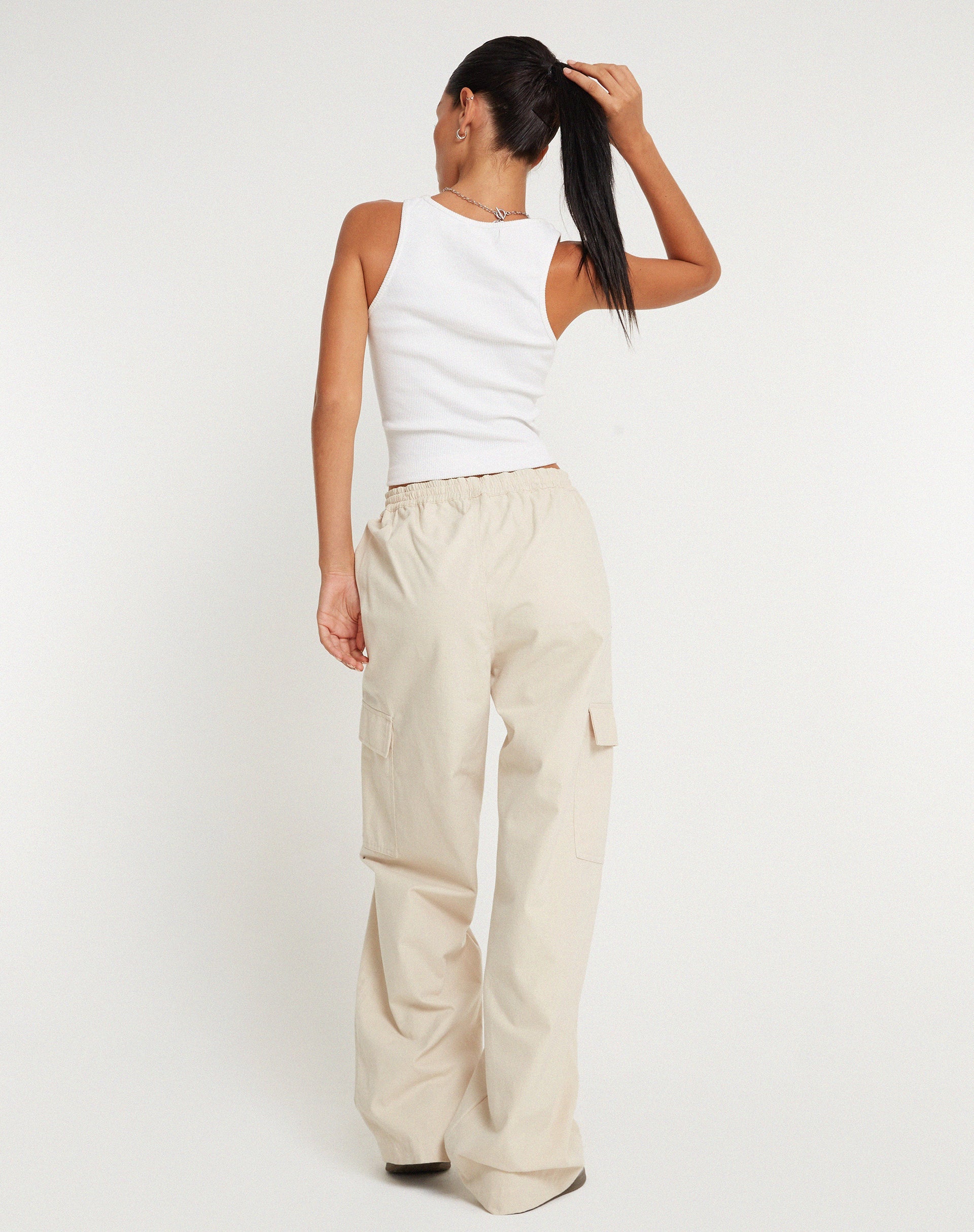 Image de Geona Pantalon cargo à jambes larges en écru