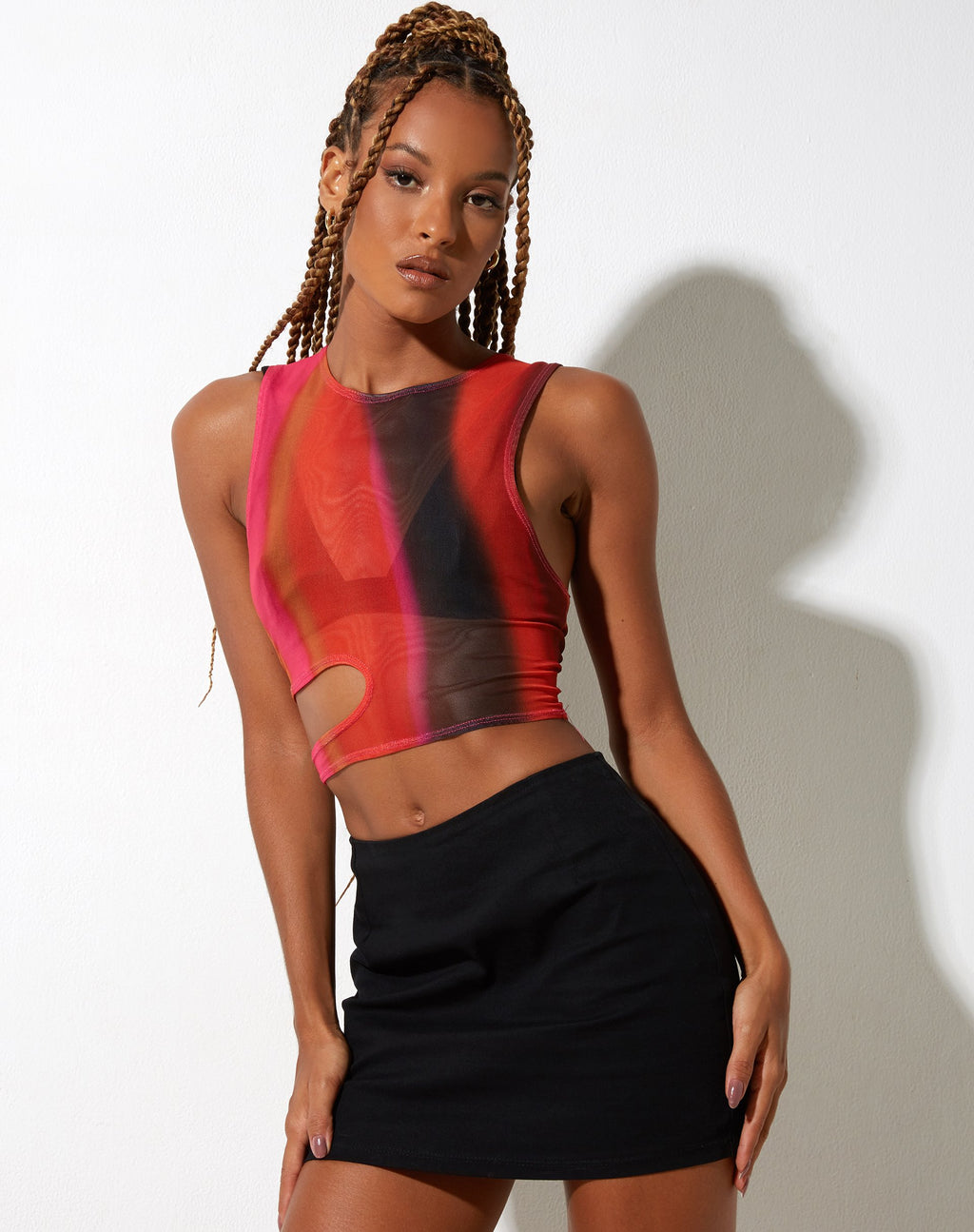 Gilard Crop Top en orange solarisé et rose