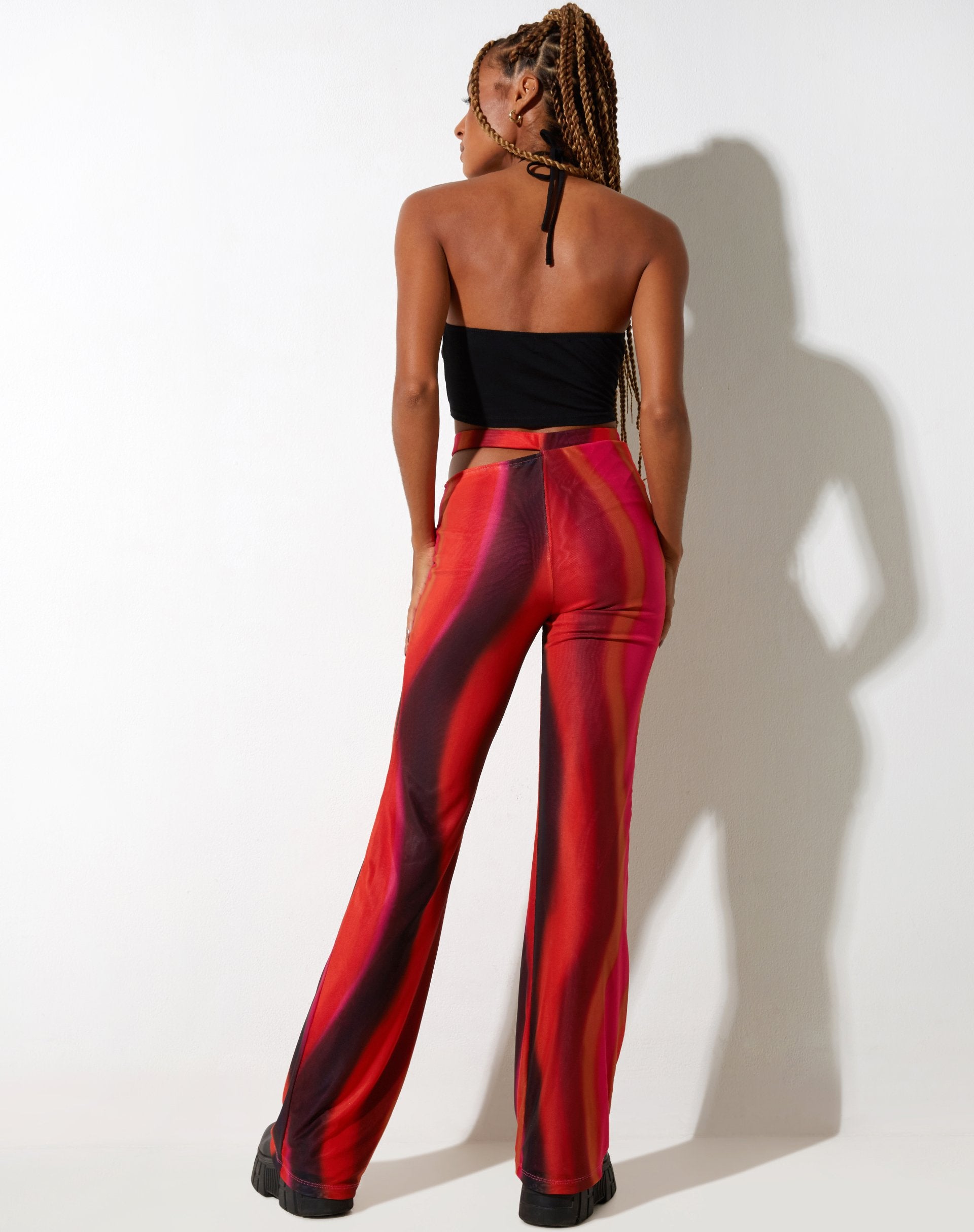 Pantalon évasé Zola, orange solarisé et rose