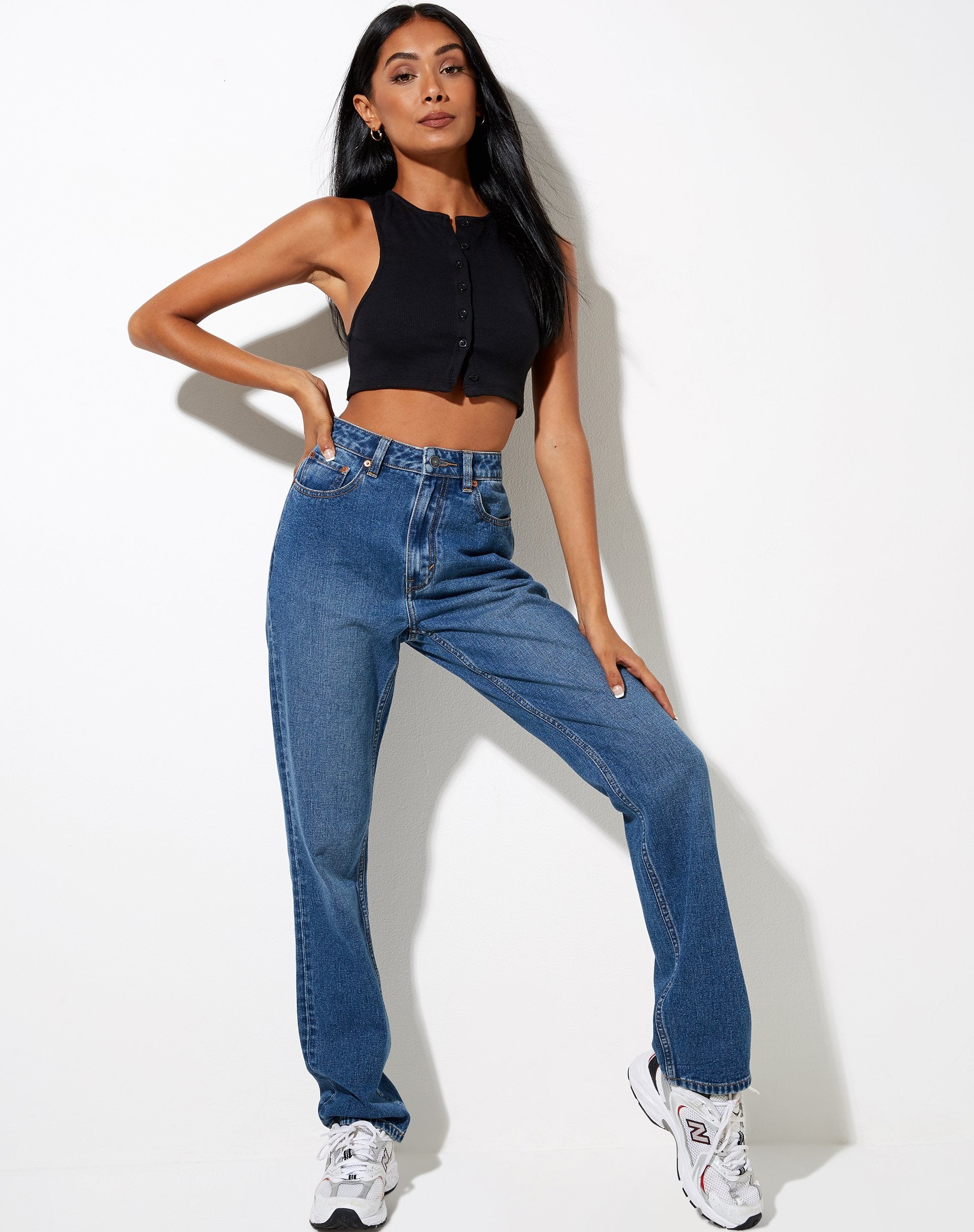 Image de Gilly Crop Top in Rib Black