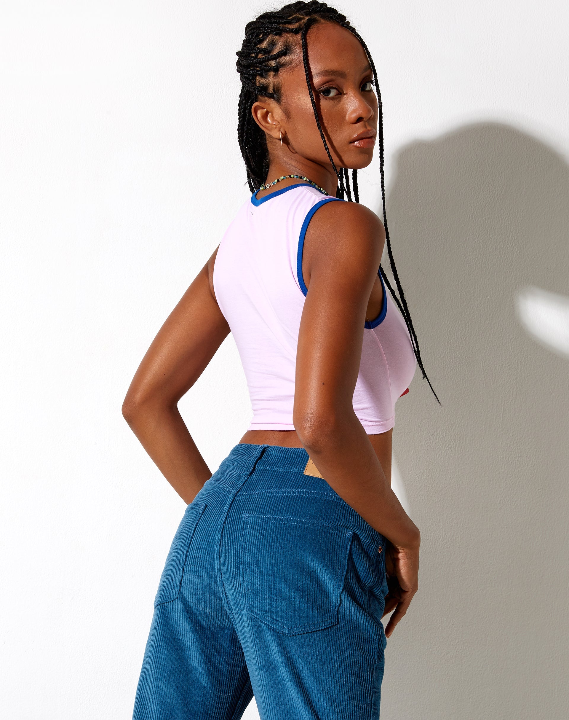 Image de Gimon Crop Top in Pink Bind Blue Cant Relate