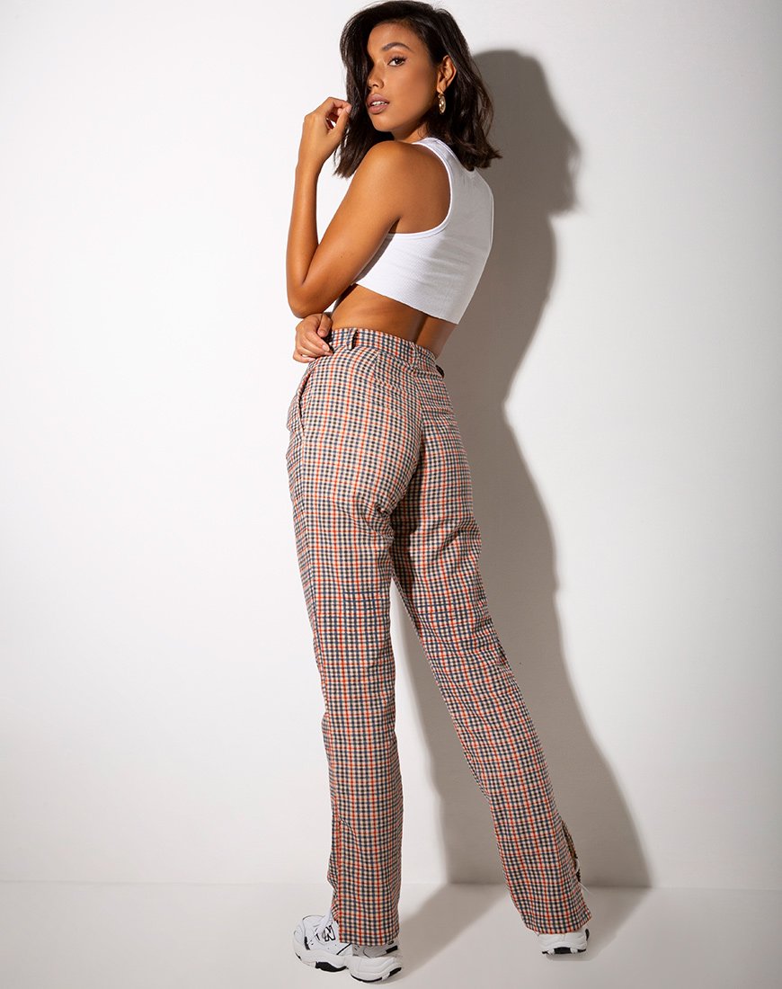 Gira - Pantalon à ourlet fendu, carreaux de campagne