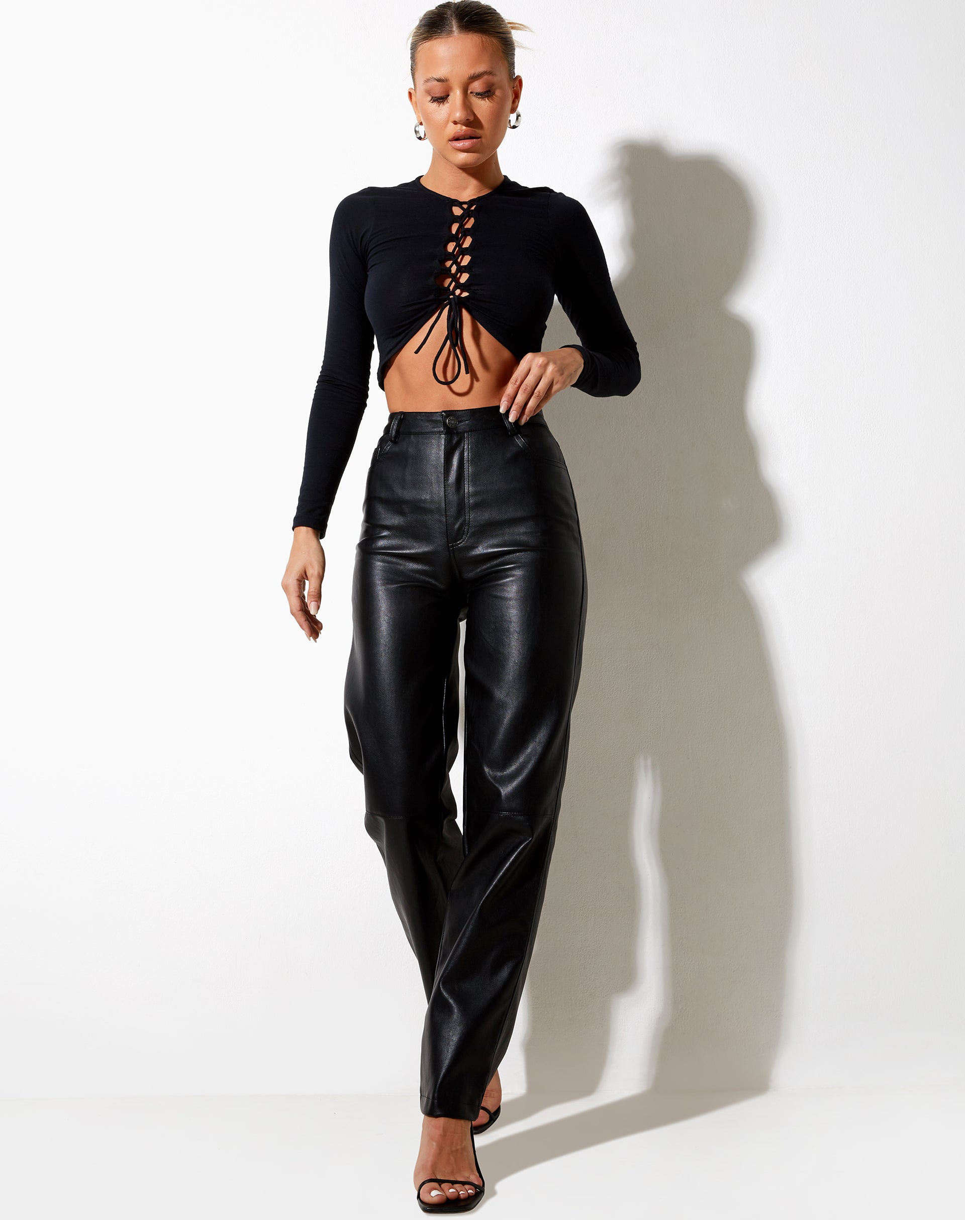 Image de Gisy Crop Top en Lycra Noir