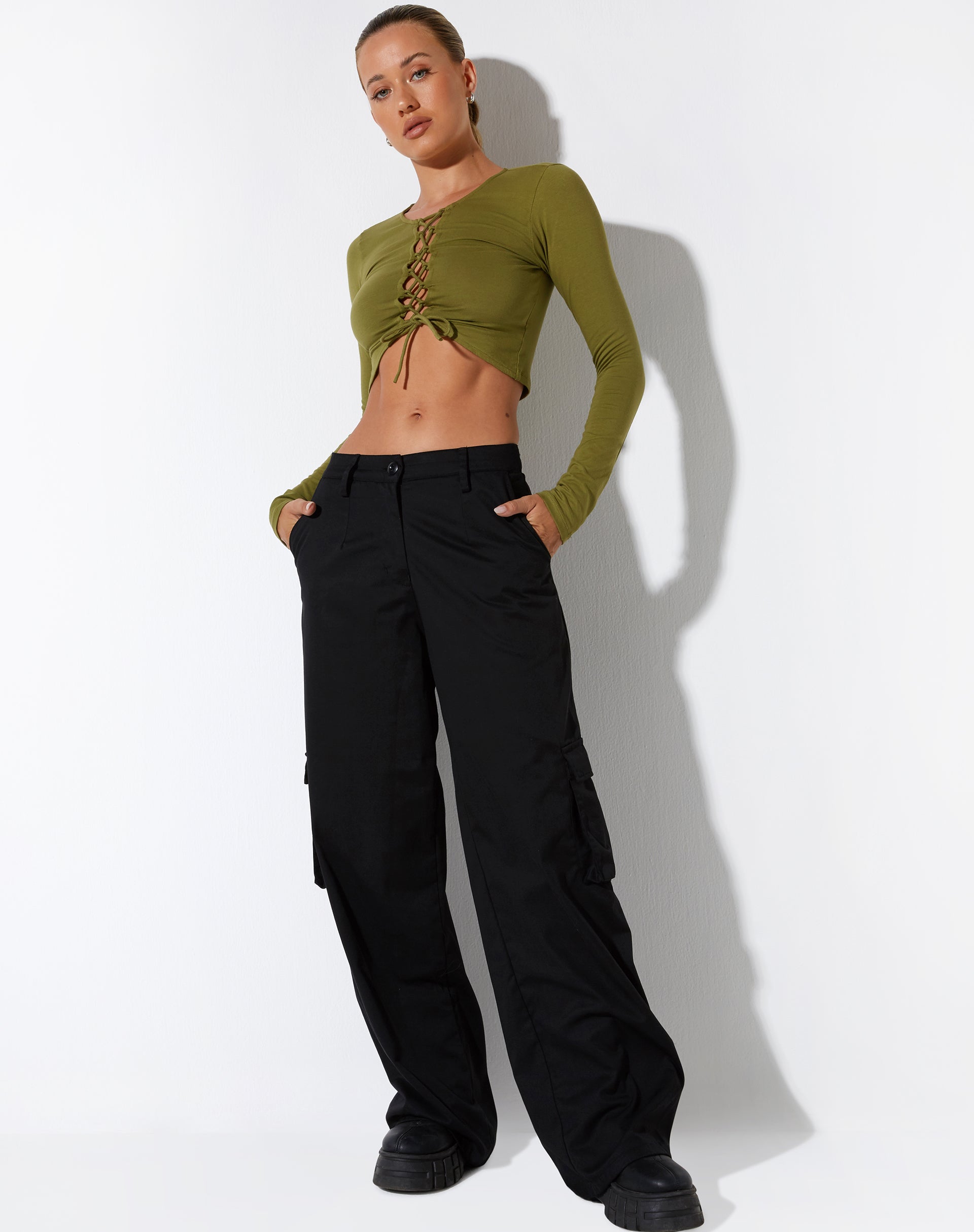 Image de Gisy Crop Top en Lycra Khaki