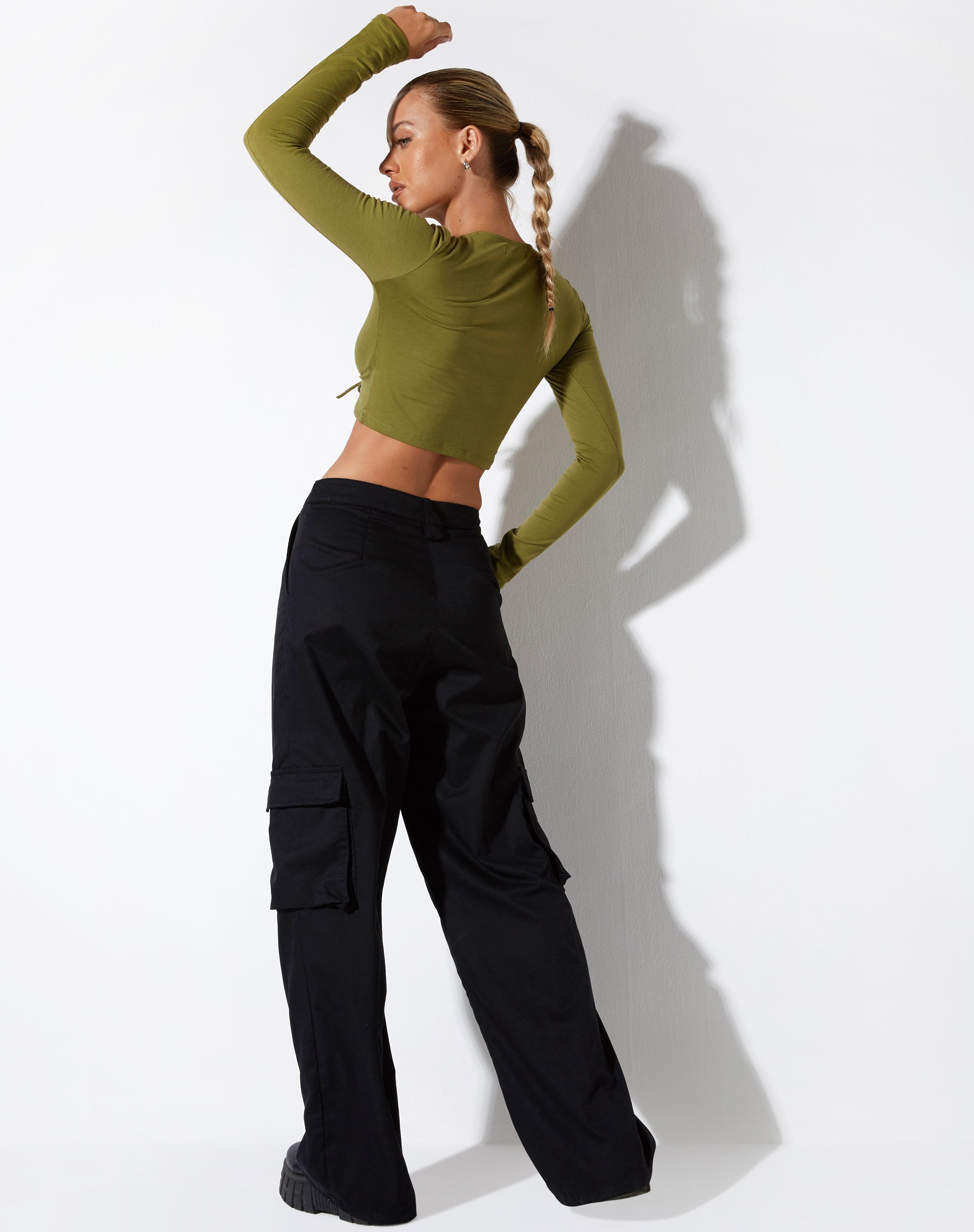 Image de Gisy Crop Top en Lycra Khaki