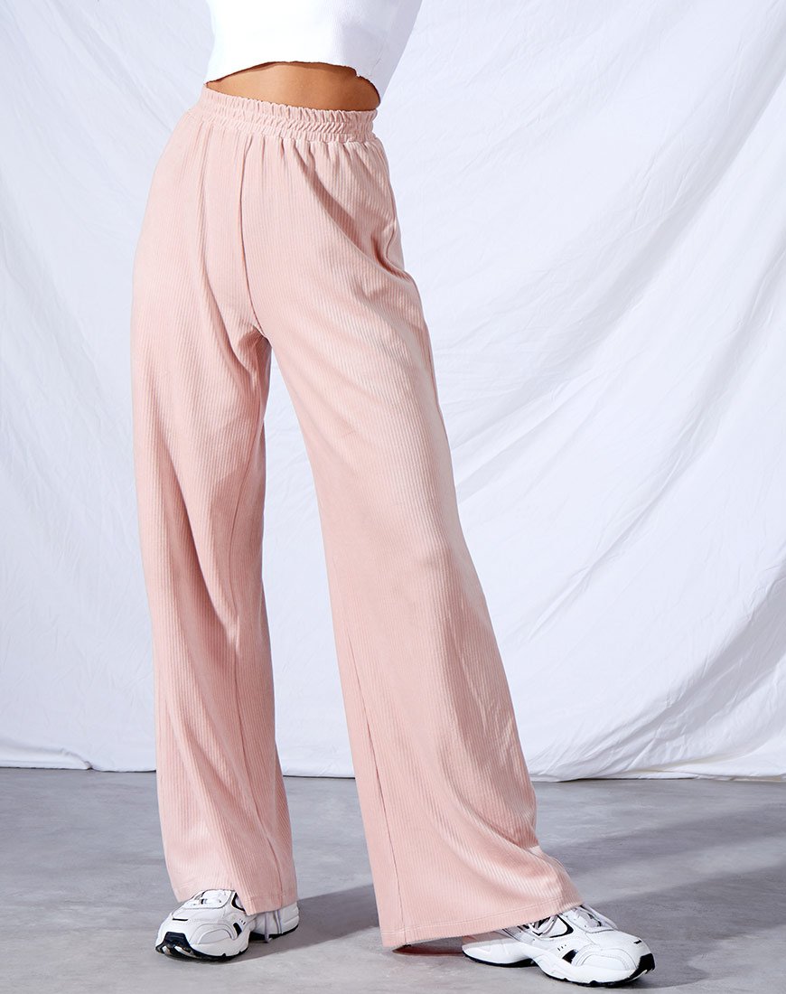 Pantalon Obeli en velours côtelé rose clair