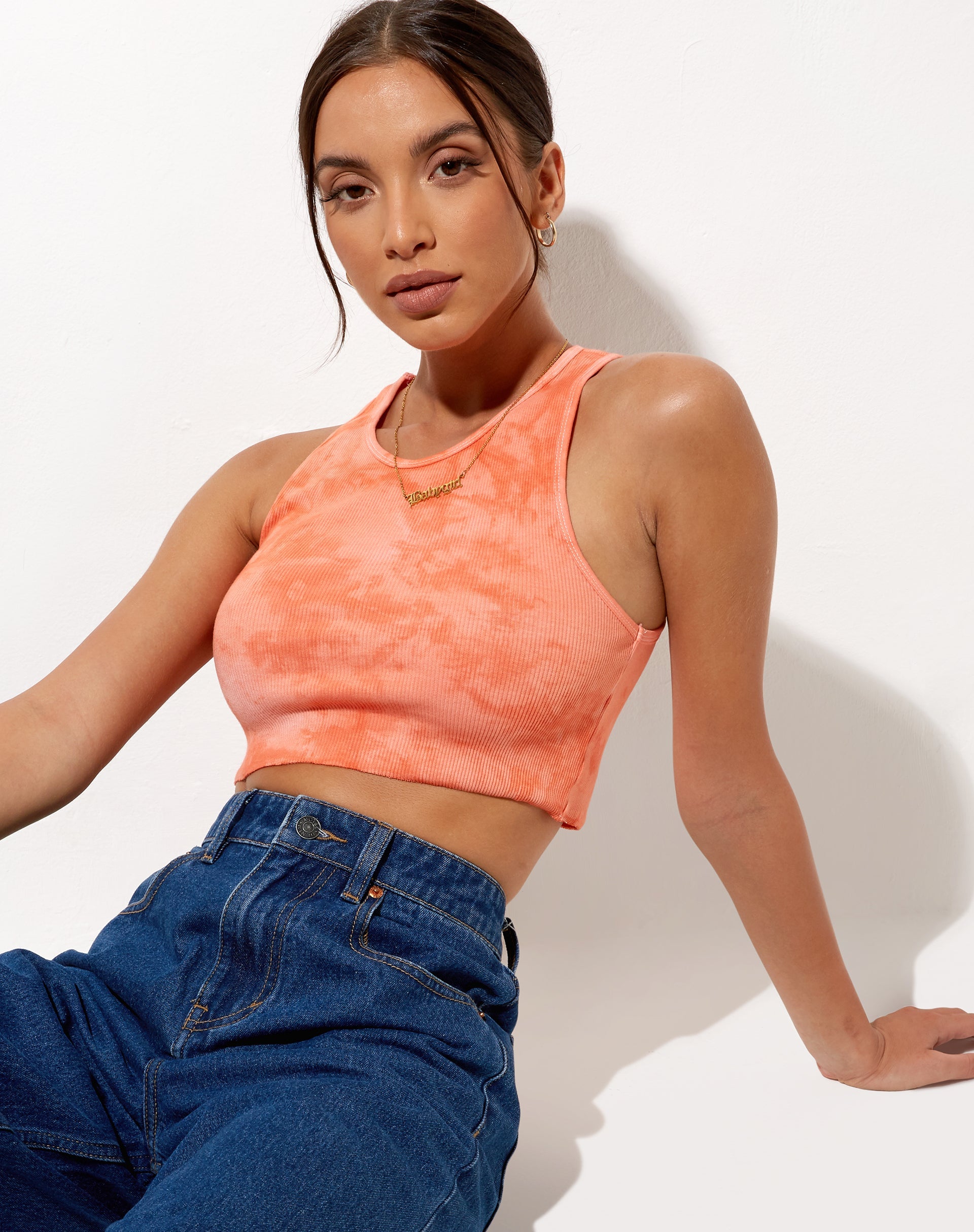Image de Givas Crop Top in Tangerine Tie Dye
