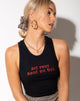 Image de Givas Crop Top en noir avec Set Your Soul On Fire en rouge