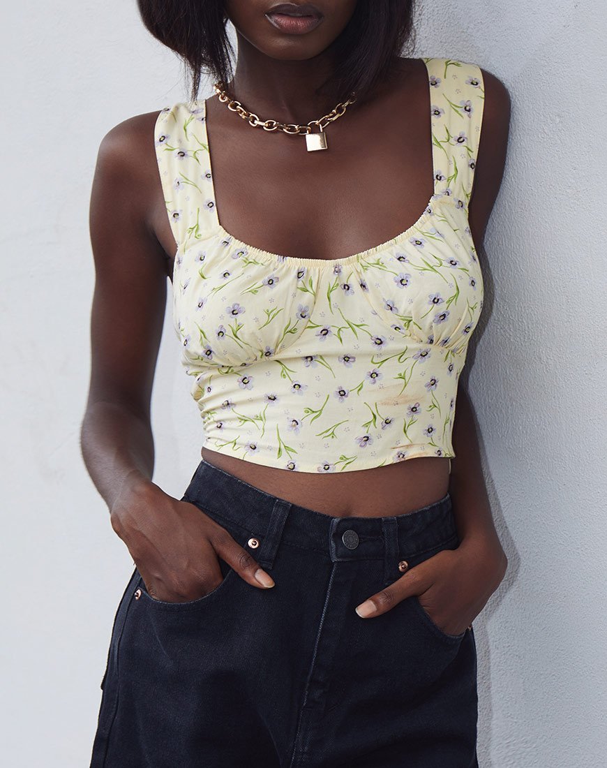 Image de la veste Gladis Crop Top in Wild Flower Lemon Drop